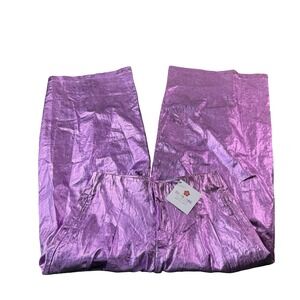 Lanhtropy Metallic Purple Wide Leg Pants New
